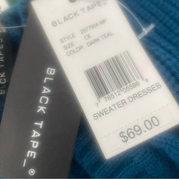 Black Tape by Macy’s Womens Plus Cable Knit Long sleeve Sweater dress Sz 1X Teal - Picture 4 of 4